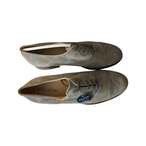 SOLDINI Men’s Cap Toe Oxford Shoes – Made in Italy Suede Dress Shoes Sz 41 GRAY - Picture 6 of 7